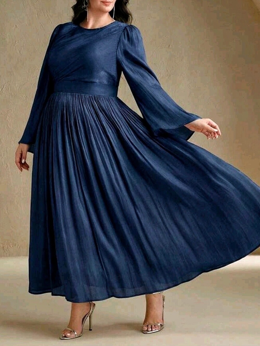 New Metallic Maxi Dress Plus Navy Blue - Picture 5 of 10